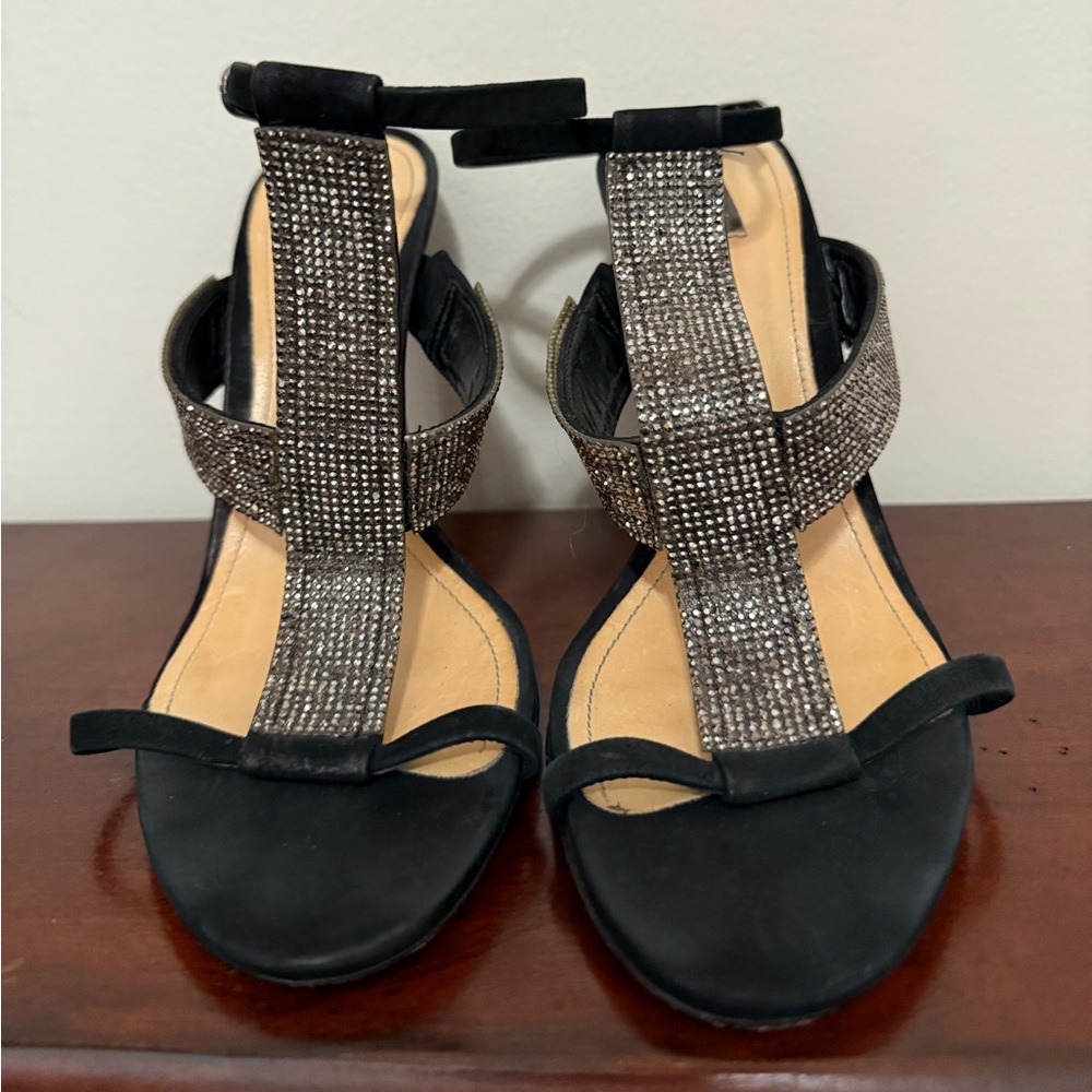 Schultz black suede embellished heels in size 8
